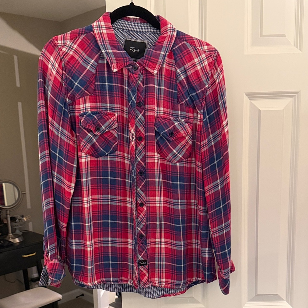 Rails Red and Blue Checkered Button Down Shirt